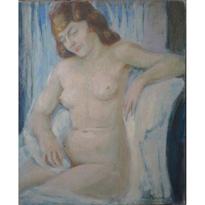 "naked Woman Sitting" By Jean Baudet Around 1940