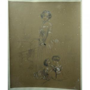 "Jeune Mère et Enfants" par Charles BARGUE vers 1850