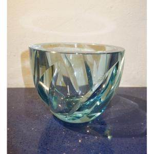 "blue Cut Crystal Vase" By Daum Nancy France