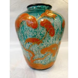 Marcel Goupy Enameled Glass Vase