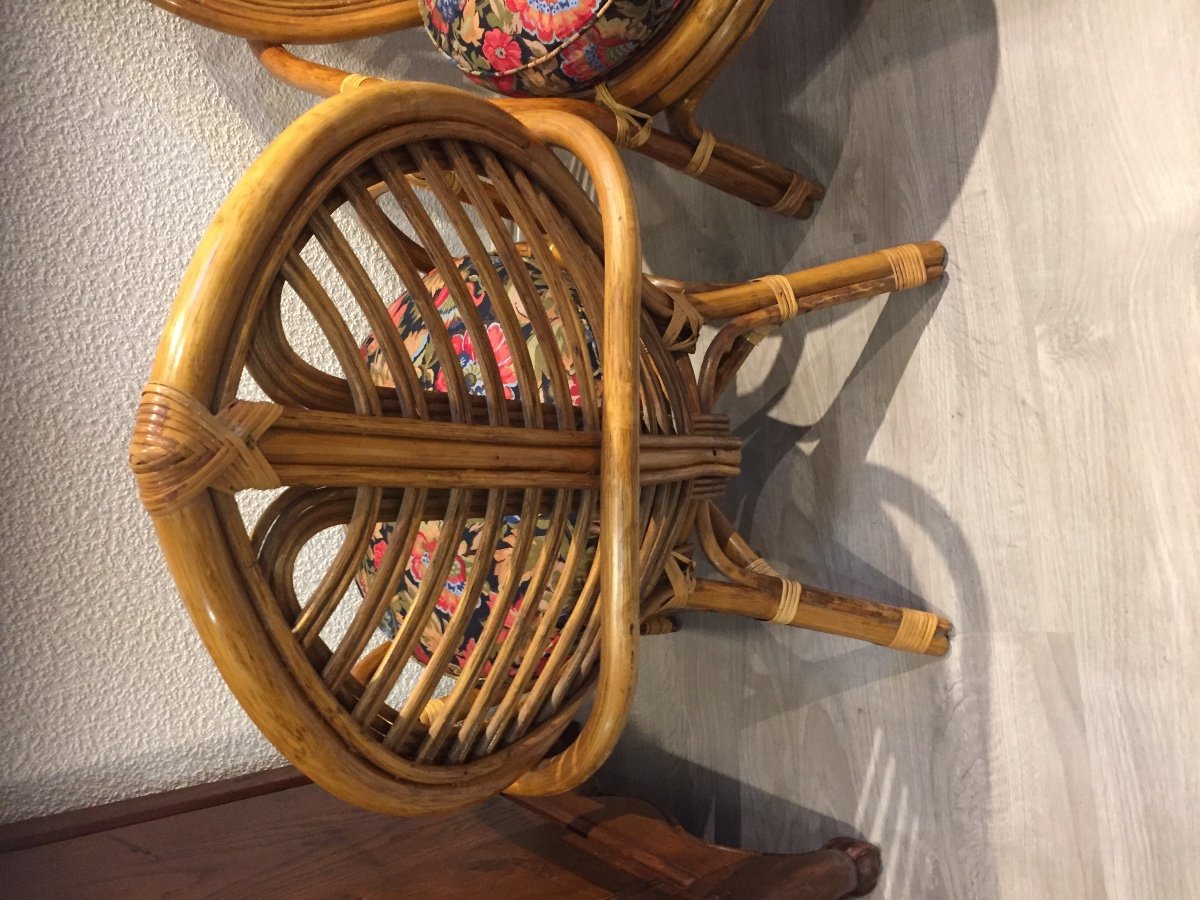 Paire De Fauteuils En Rotin Forme Feuilles années 60/70-photo-4