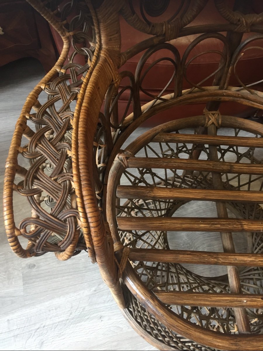 Pair Of Emmanuelle Rattan Armchairs Year 1960-photo-4