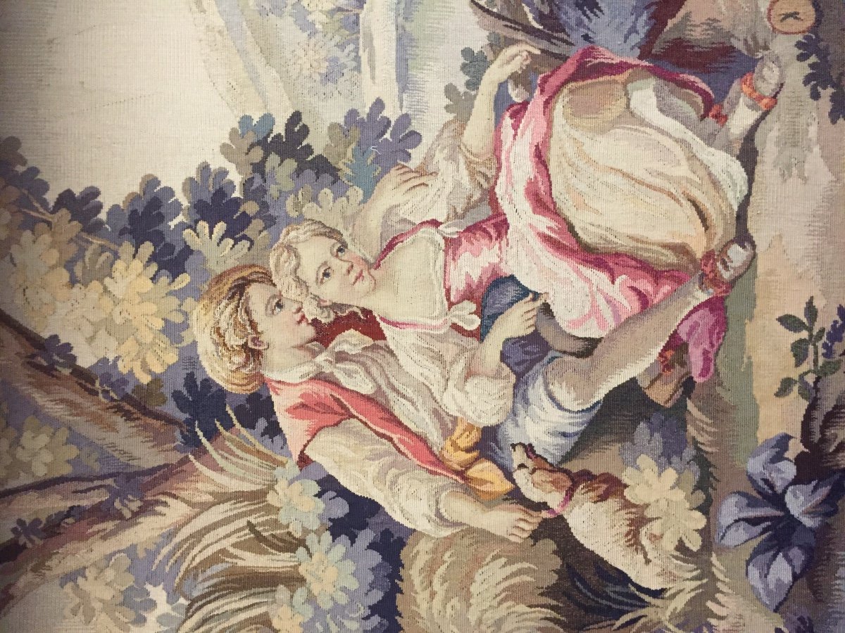 Aubusson Tapestry Galante Scene 19th Century -photo-4