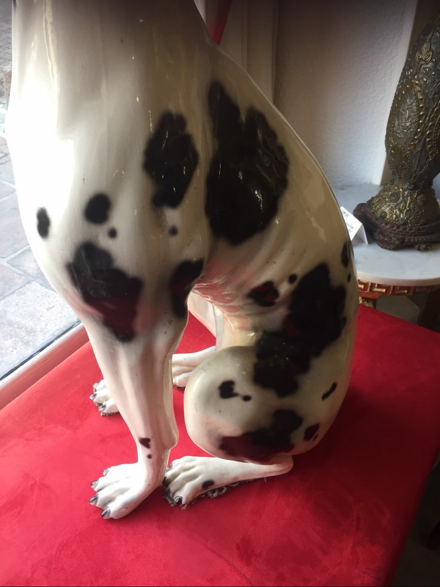 Rare Pair Of Great Danes In Earthenware. Life-size, 70s/80s-photo-2