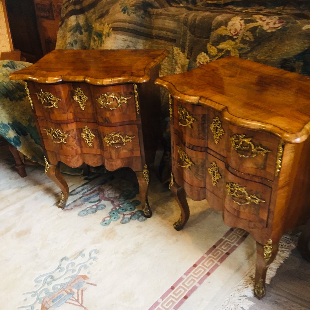 Pair Of Louis XV Style Crossbow-shaped Chests Of Drawers -photo-4