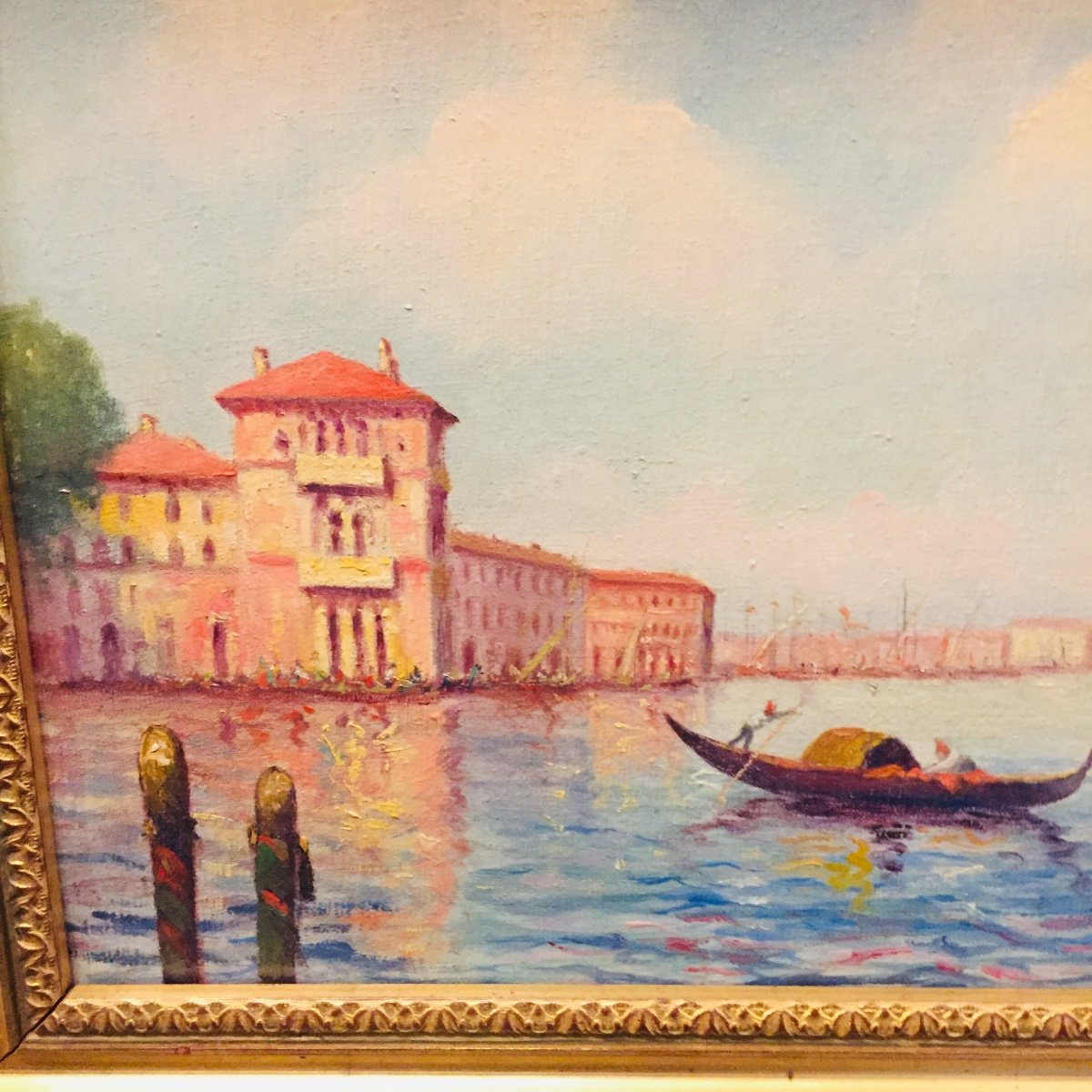 Hst Painting View Of Venice Signed -photo-3