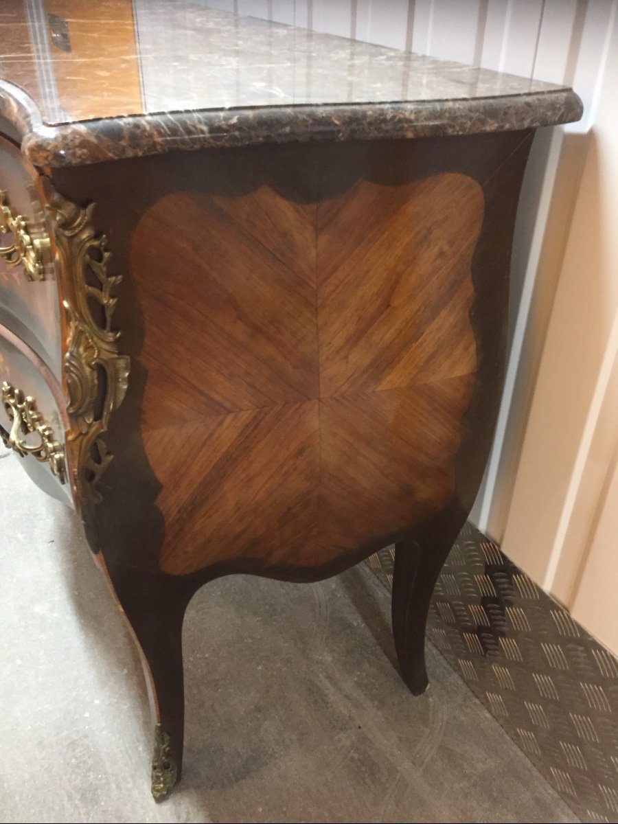 Louis XV Style Marquetry Chest Of Drawers -photo-1