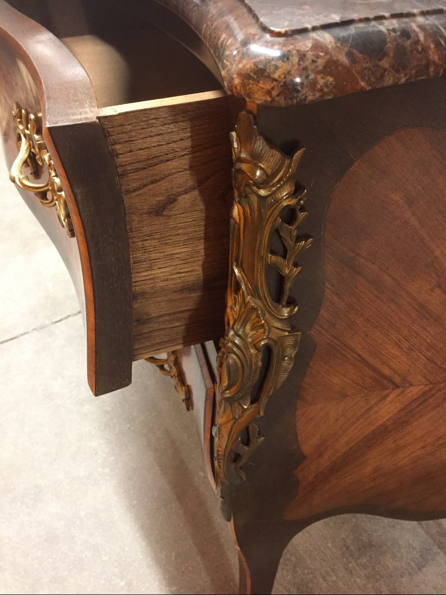 Louis XV Style Marquetry Chest Of Drawers -photo-3