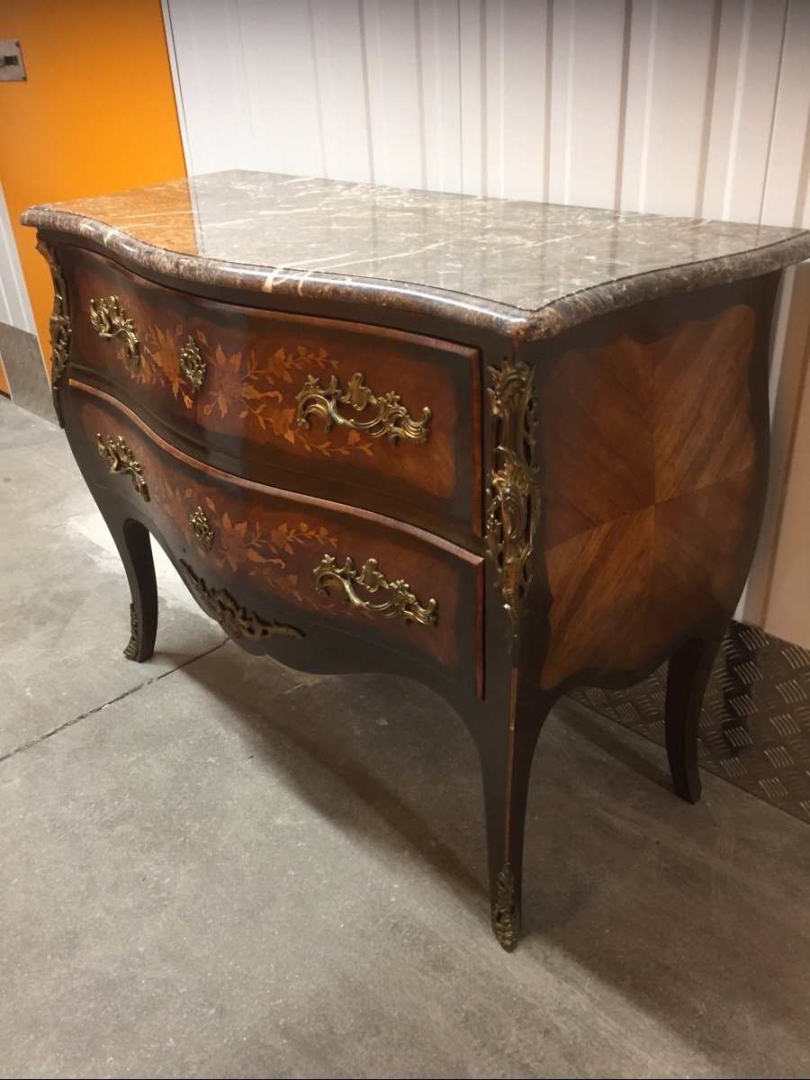 Louis XV Style Marquetry Chest Of Drawers 