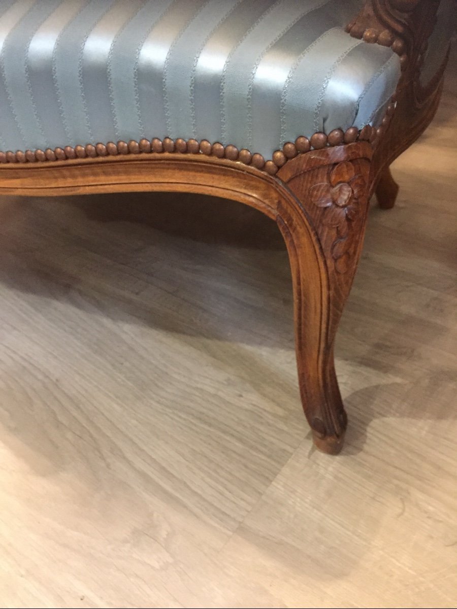 Belle Banquette De Style Louis XV En Bois Naturel -photo-1