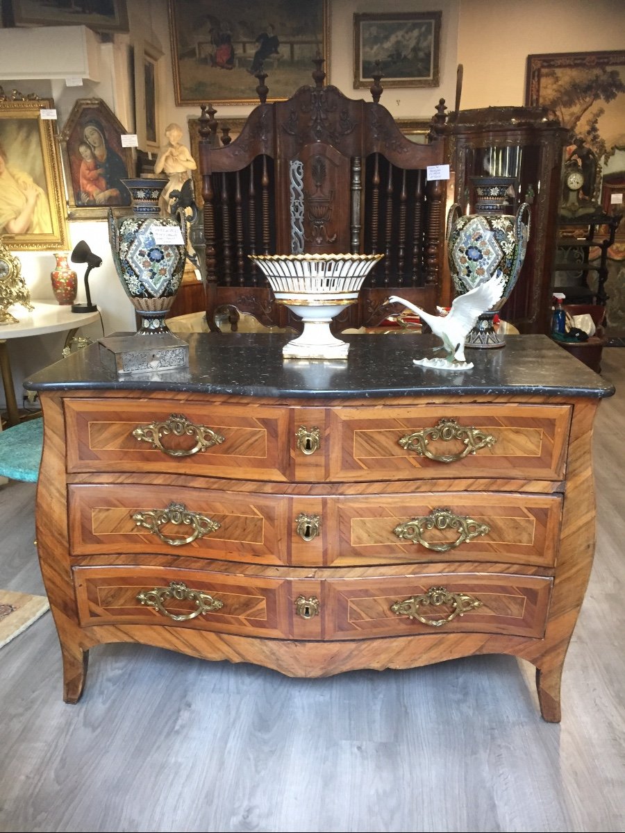 Belle Commode En Marqueterie époque Louis XV -photo-3