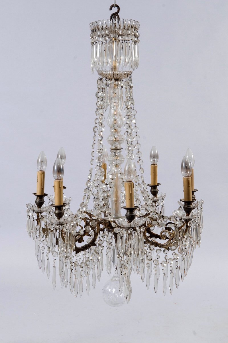 Beautiful Chandelier With Pendants From The End Of The 19th Century  -photo-2