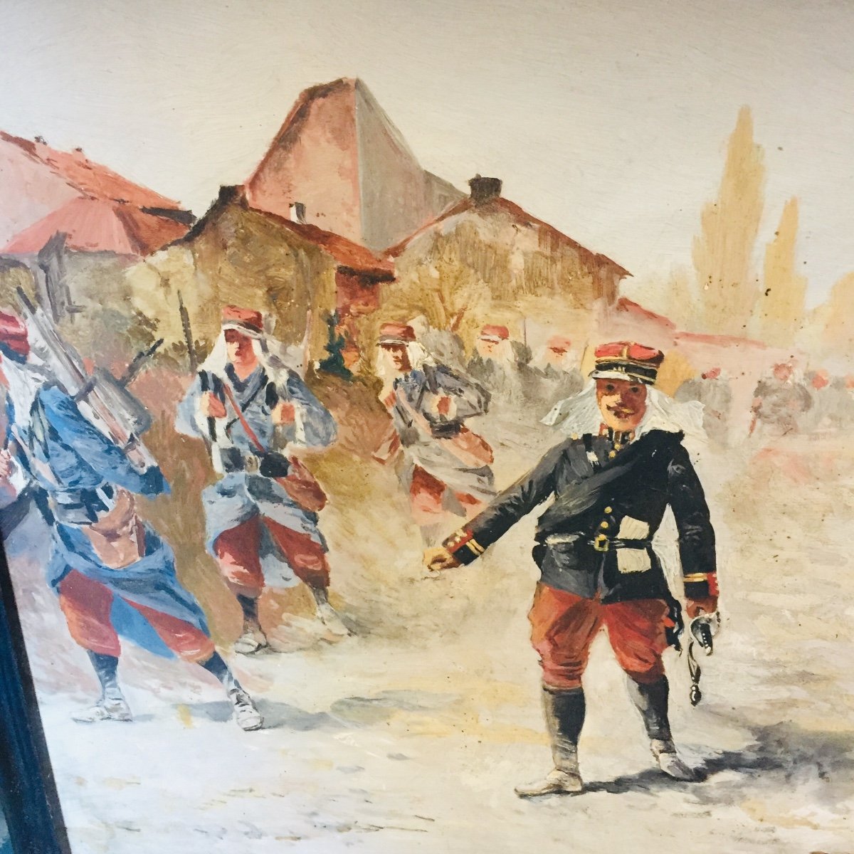 Tableau Huile Sur Panneau  Régiment Signé Et Daté 1904-photo-3