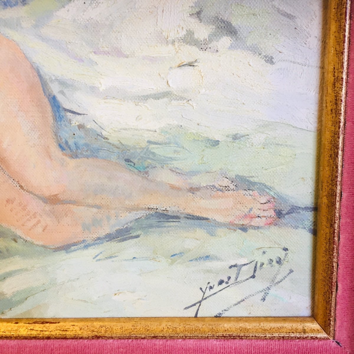 Oil Painting On Canvas ...signed Nude -photo-2