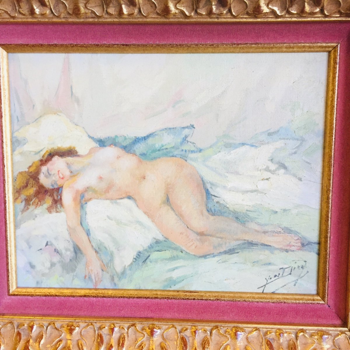 Oil Painting On Canvas ...signed Nude -photo-3