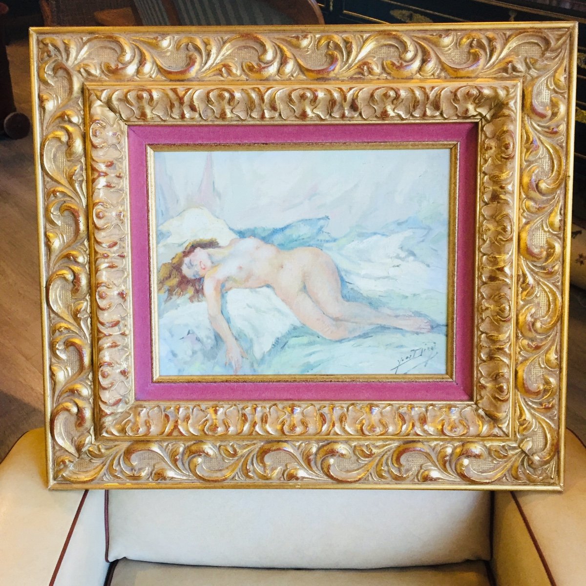 Oil Painting On Canvas ...signed Nude 