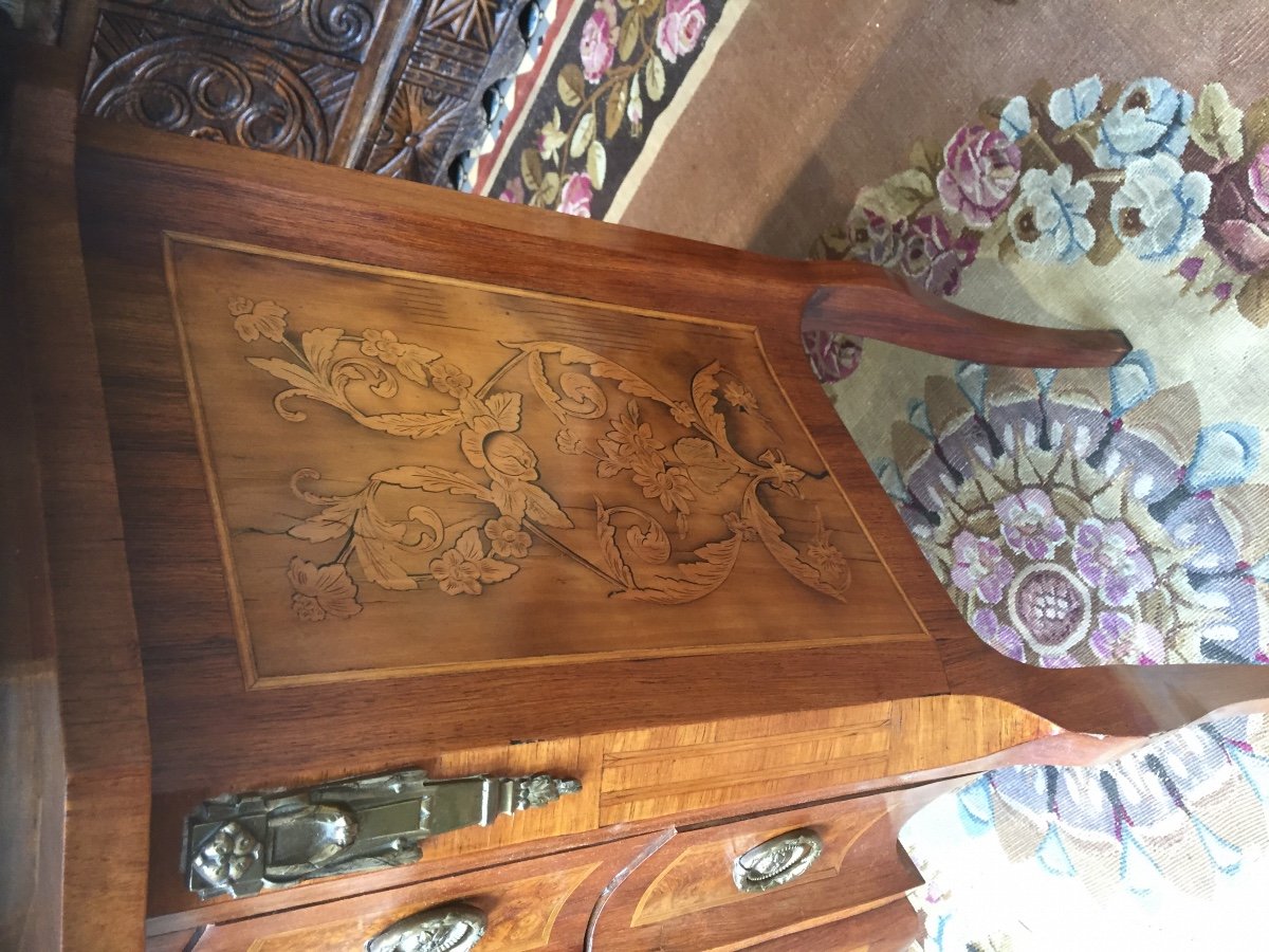 Small Marquetry Chest Of Drawers -photo-3