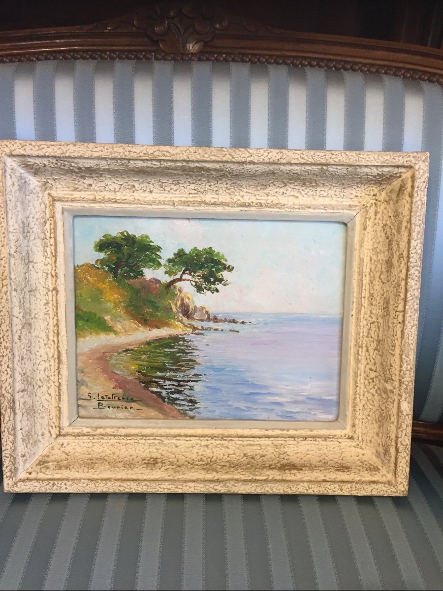 Oil Painting On Panel View Of Villefranche Sur Mer