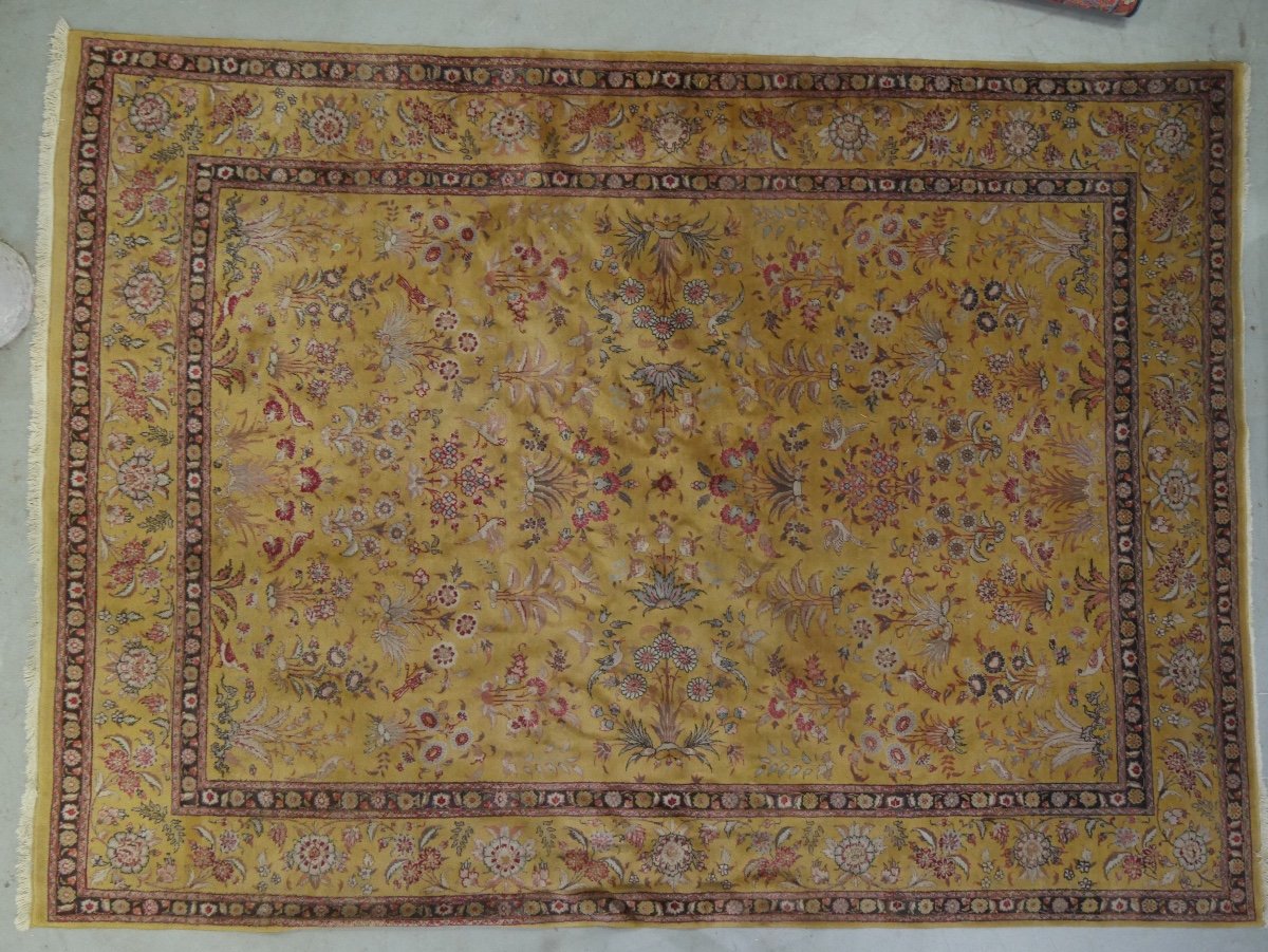 Large Antique Persian Rug With Floral Decor 