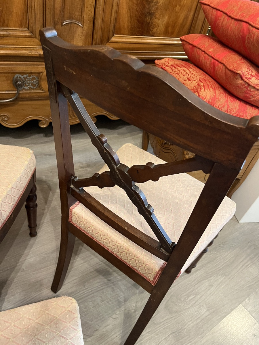 Suite De 6 Chaises En Acajou  époque Charles X Estampillées Jeanselme-photo-3