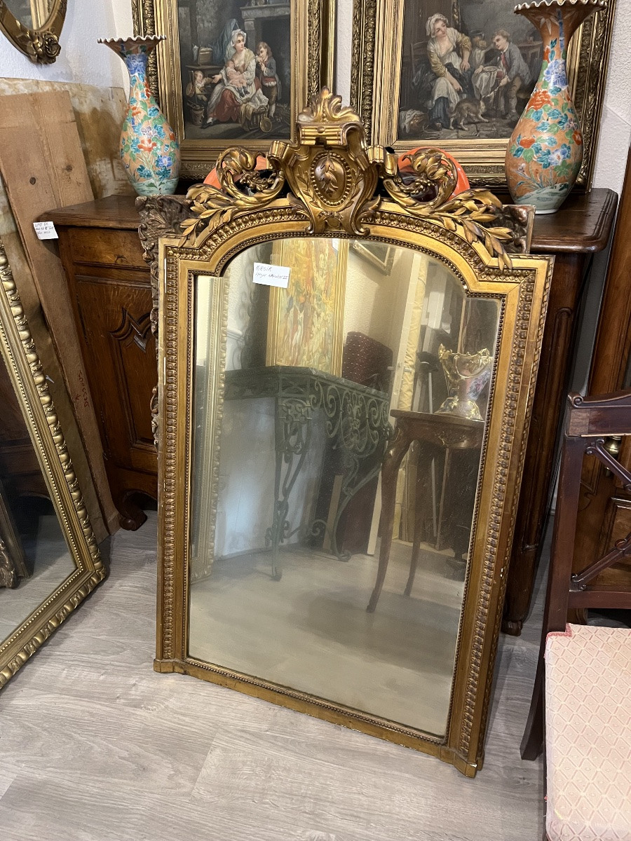 19th Century Louis XVI Style Gilded Wood Mirror -photo-2