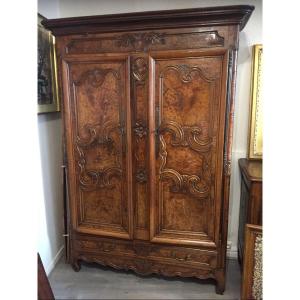 Beautiful Carved Walnut Wardrobe From The 18th Century 