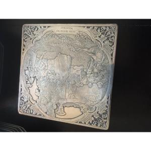 Silver Metal Jewelry Box Watteau Decor