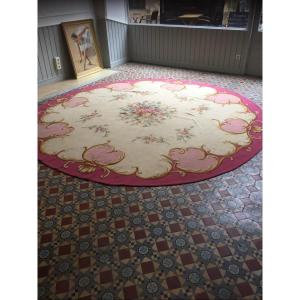 Grand Tapis Rond D’aubusson 19 éme Siècle 