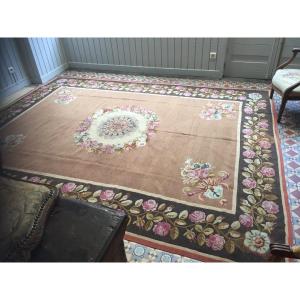 Large Aubusson Rug, Napoleon III Period, 19th Century 