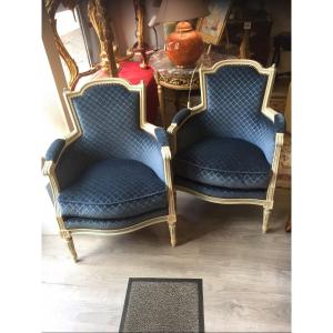 Pair Of Louis XVI Style Bergeres 