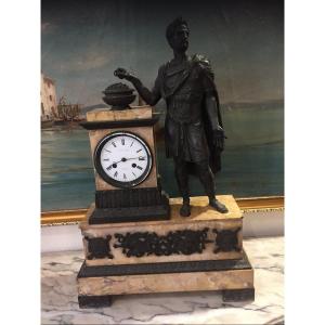 Important Bronze And Marble Clock Roman Subject Early 19th Century 