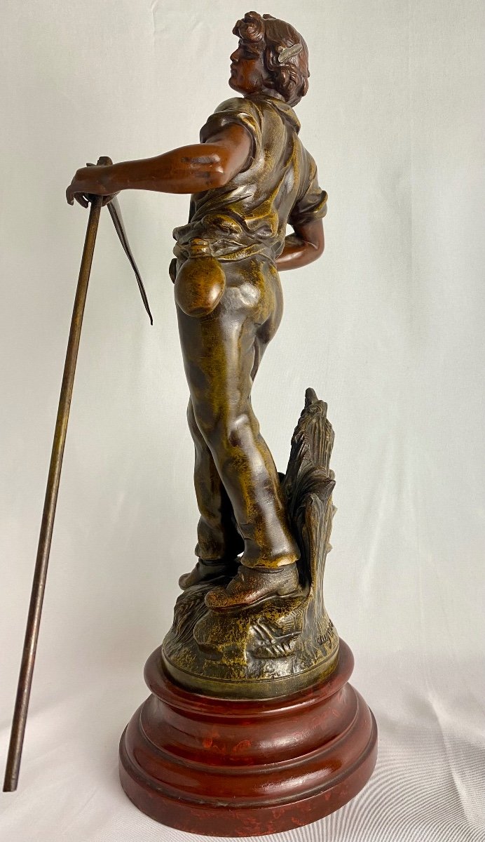 Farmer In Spelter, Signed Auguste Moreau 1900 Art Nouveau-photo-4