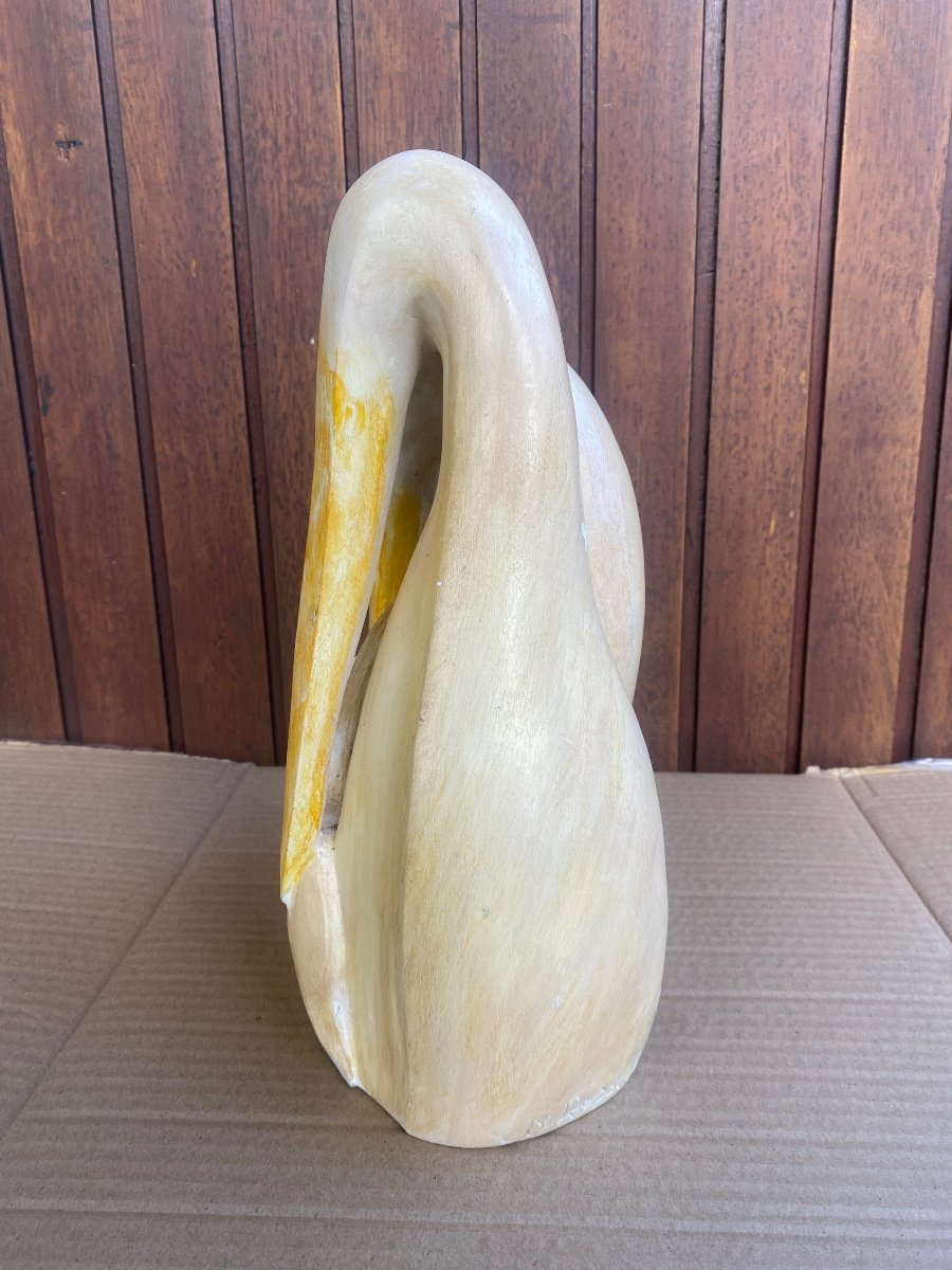 Pelicans Plaster Sculpture Signed Rossignol-photo-2