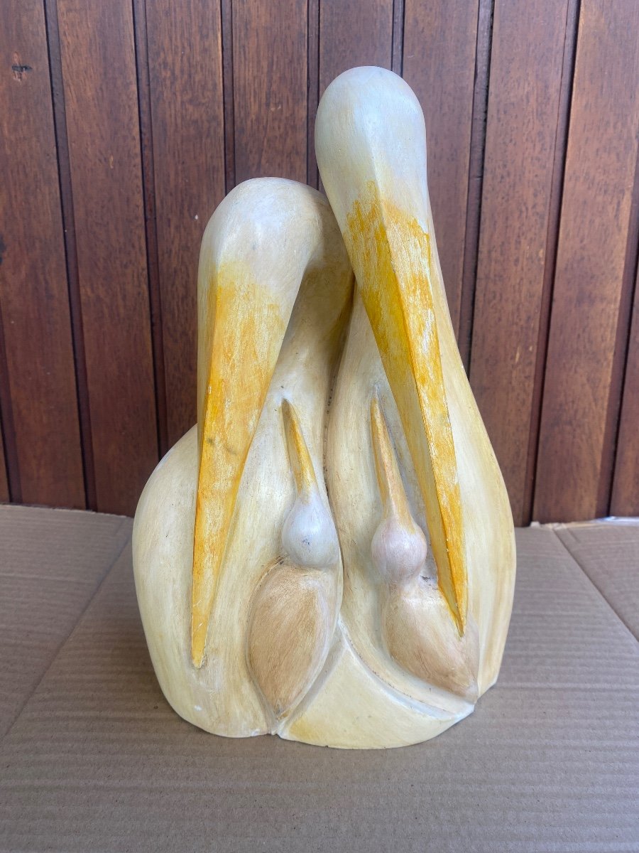 Pelicans Plaster Sculpture Signed Rossignol