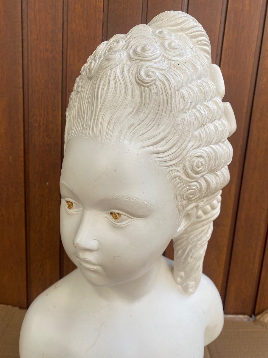 Plaster Bust Representative Marie Louise Brongniart After Antoine Houdon-photo-4