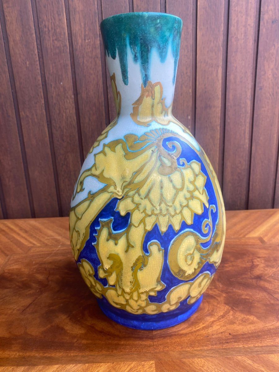 Large Gouda Vase Signed Henri Breetvelt (1864-1923) Art Nouveau 1900-photo-3