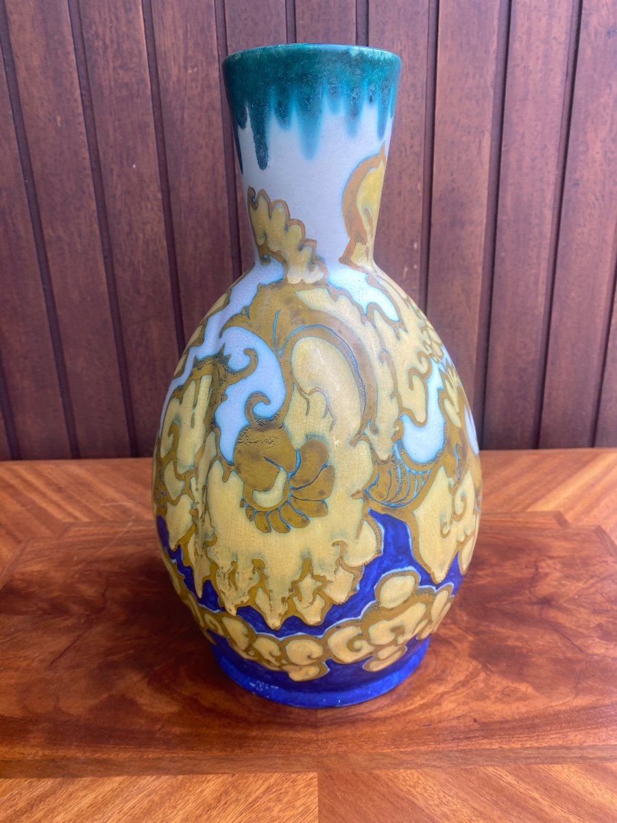 Large Gouda Vase Signed Henri Breetvelt (1864-1923) Art Nouveau 1900-photo-3