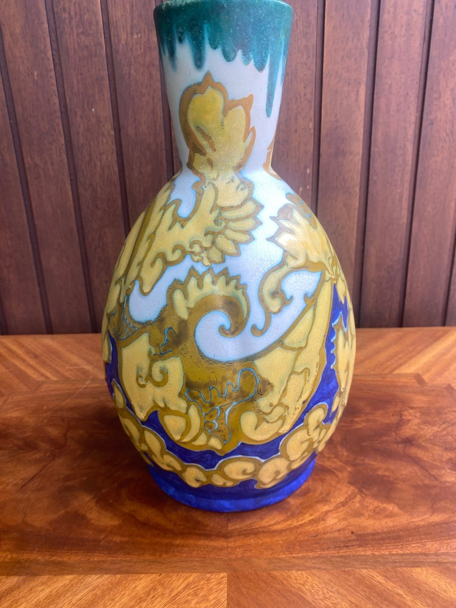 Large Gouda Vase Signed Henri Breetvelt (1864-1923) Art Nouveau 1900-photo-4