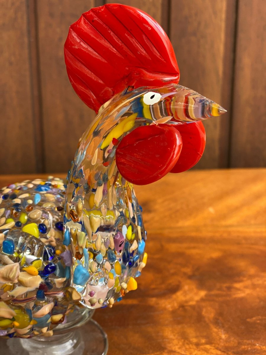 Murano Rooster Blown And Hand Painted 1960-photo-3