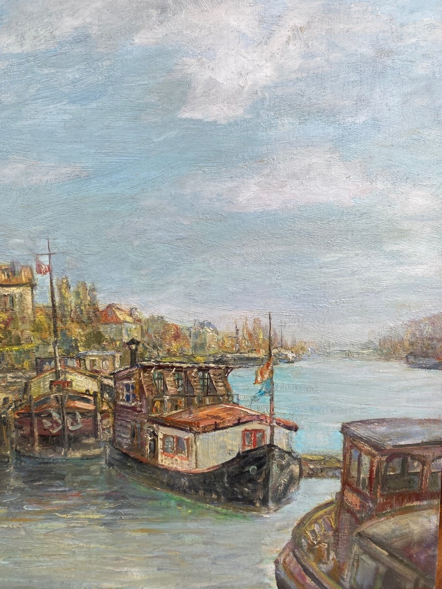 Painting By  Ag  Korovine The Docks  Of The Seine River In Paris-photo-2