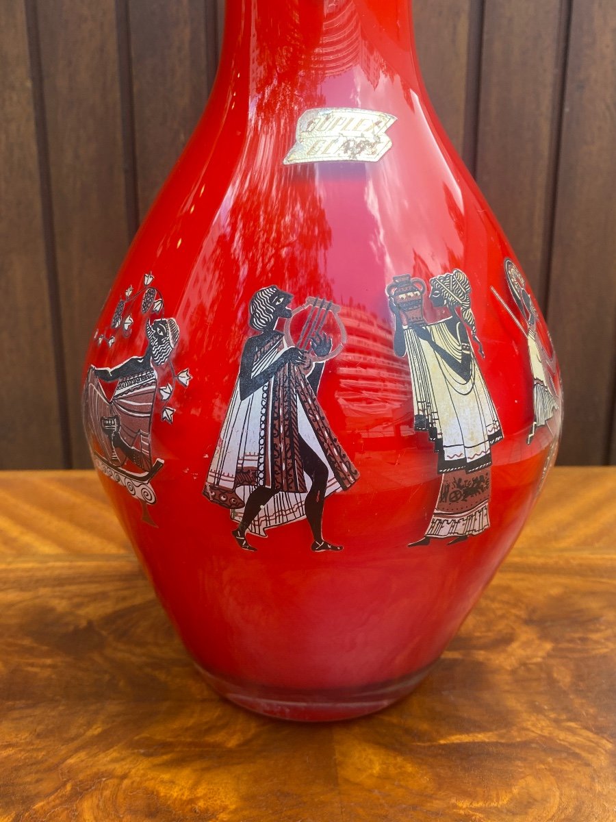 Red Opal Vase Imperial Color Of Maxims Duplex Glass-photo-3