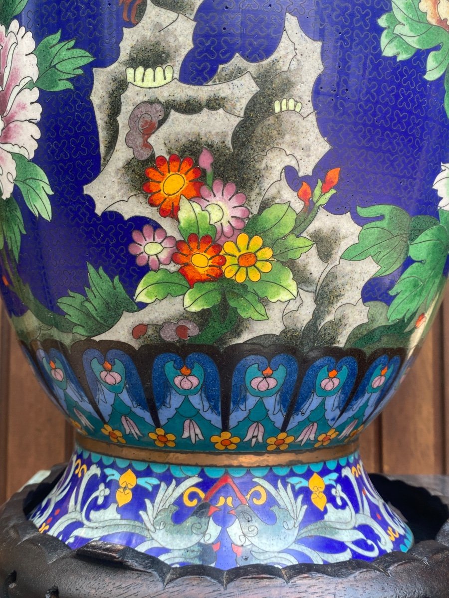 Huge Pair Of Chinese Cloisonnée Vase 1910 In Perfect Condition-photo-4