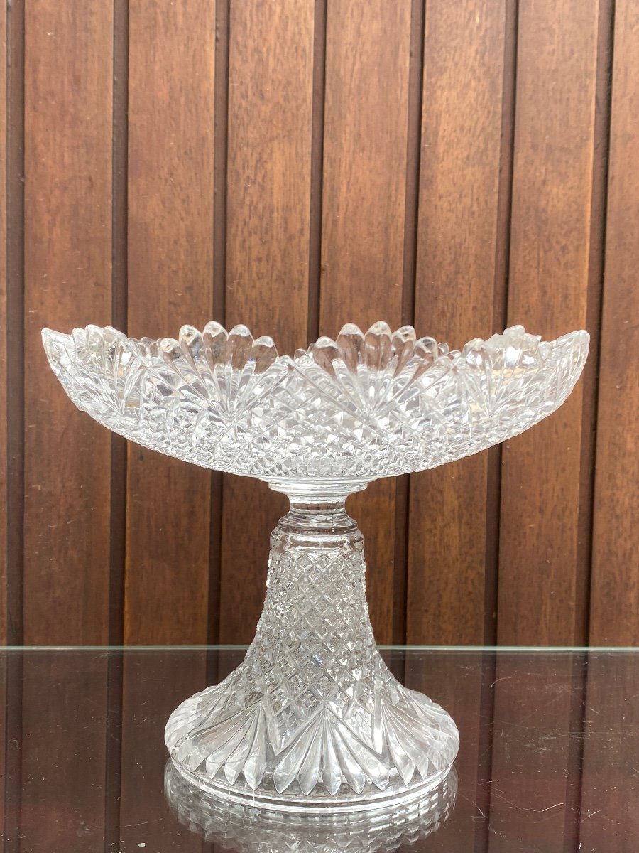 Pair Of Crystal Fruit Bowls On Pedestal   Signed Val Saint Lambert 1900 Art Nouveau-photo-3