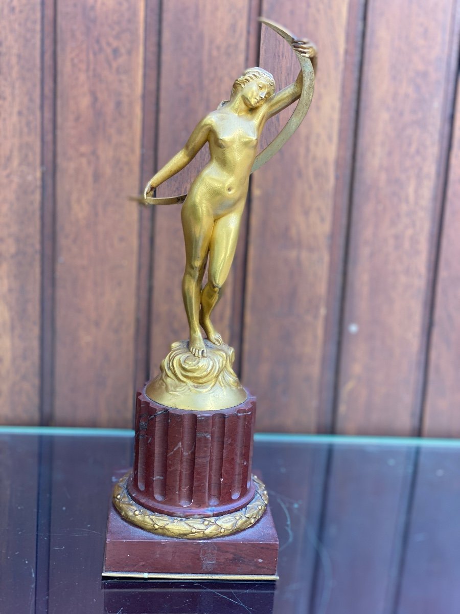 Gilded Bronze Sculpture Signed Jacques Dorval And Founder E.julien Rue Pasquier -photo-2