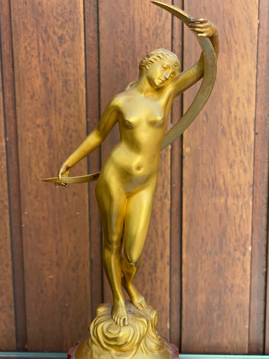 Gilded Bronze Sculpture Signed Jacques Dorval And Founder E.julien Rue Pasquier 