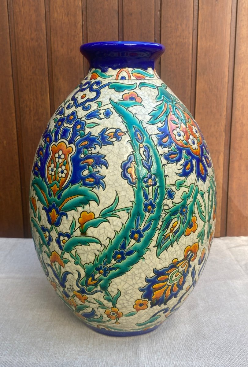 Magnificent Large Boch Keramis Vase Model D-69 Art Deco 1930