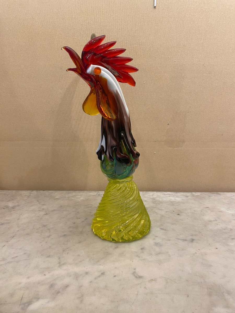 Large Blown Murano Rooster From The 50s-photo-2