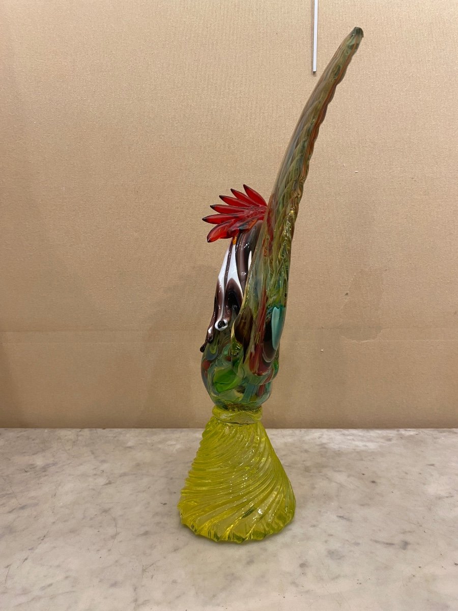 Large Blown Murano Rooster From The 50s-photo-4