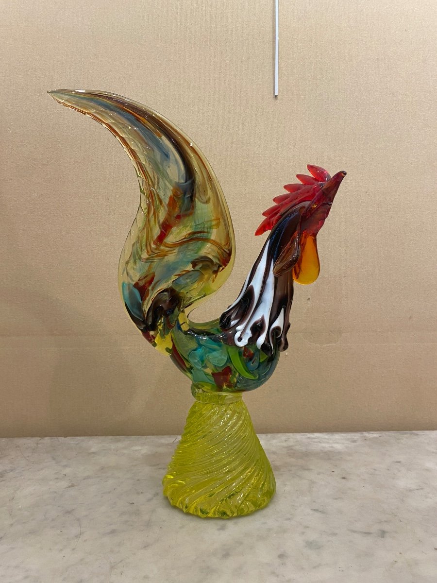 Large Blown Murano Rooster From The 50s