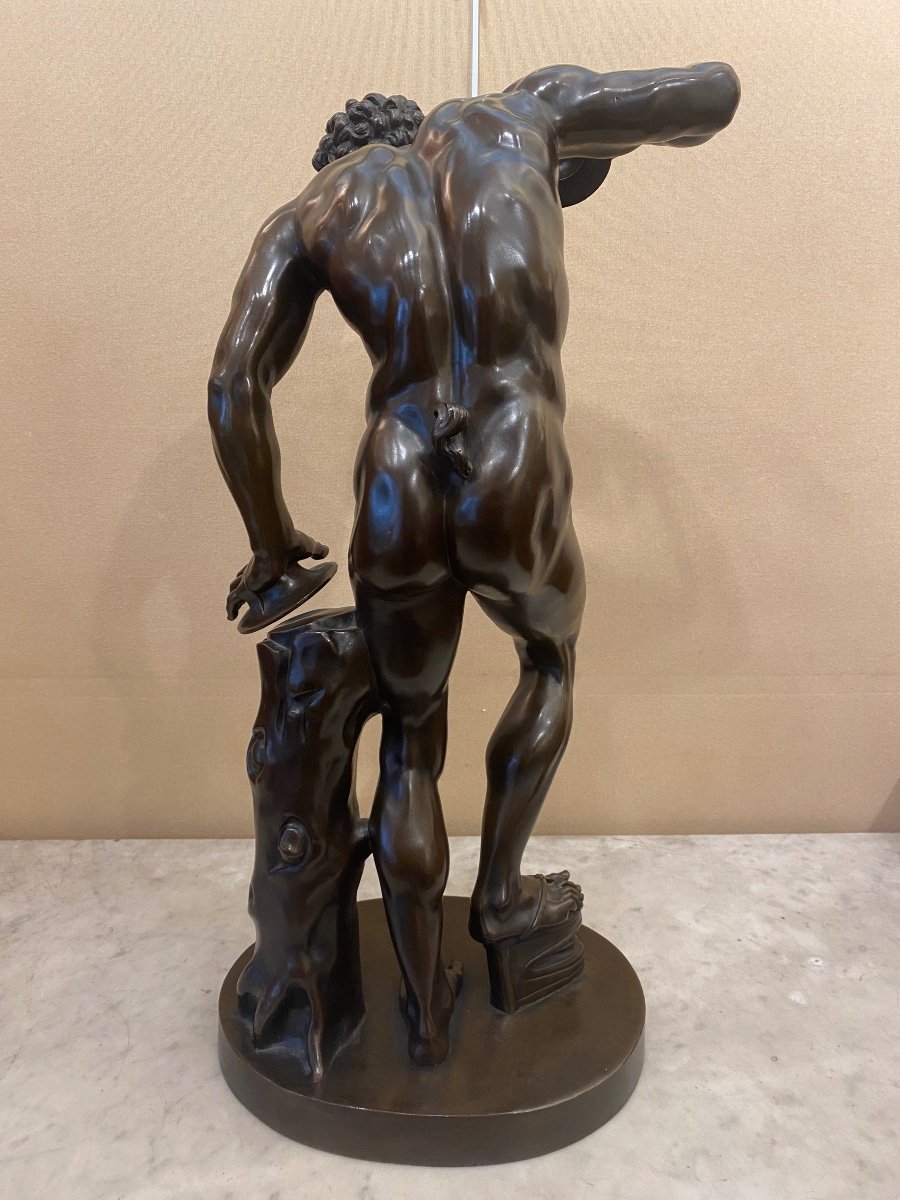 Sculpture De Faune Dansant avec Cymbale en Bronze 19ème siècle-photo-4